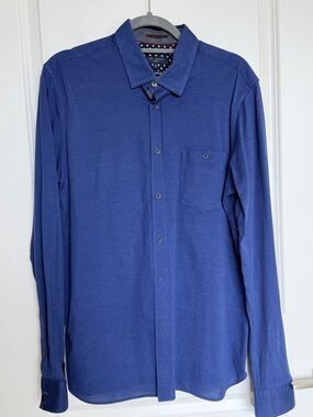 Ted Baker Men's Navy Blue Casual Button-Down Shirt